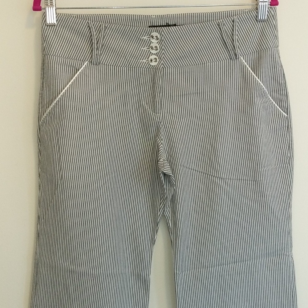 Rampage dress pants black white stripe pockets